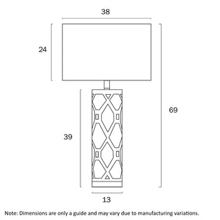 Vilma ceramic table lamp technical dimensions diagram