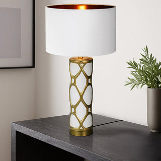 Telbix Vilma table lamp styled on bedside table
