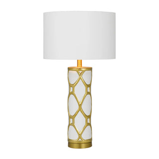 Vilma ceramic table lamp white and gold on white background