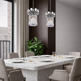 Telbix Virell crystal pendant displayed above dining table in luxury interior