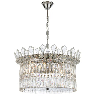 Telbix Virell 9 Light crystal pendant in chrome finish with decorative crystal details