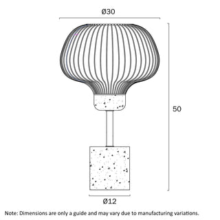Telbix Vibor Technical drawing of a decorative lamp with dimensions on a white background