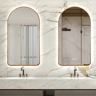 130x70cm Arched Gold Bevel Frame Backlit LED Mirror