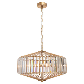 Cougar Lighting Arzano large 5-light gold crystal pendant for dining and living rooms