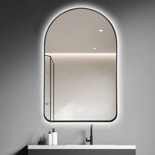 130x70cm Arched Black Bevel Frame Backlit LED Mirror