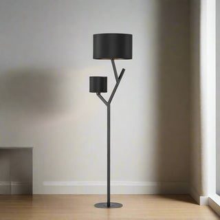 Balnario Floor Lamp by Eglo – Arched Arm with White Linen Shade | Clearance