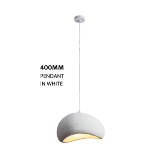 Calibo Cardinal Wabi Sabi Pendant Light 400mm Textured White Polyresin – Davoluce Lighting Melbourne