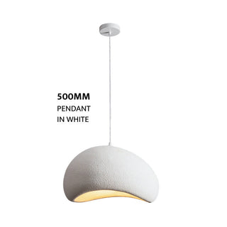 Calibo Cardinal Wabi Sabi Pendant Light 500mm Textured White Polyresin – Davoluce Lighting Melbourne
