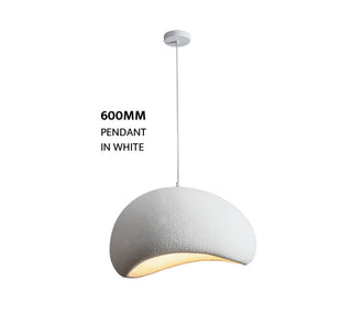 Calibo Cardinal Wabi Sabi Pendant Light 600mm Textured White Polyresin – Davoluce Lighting Melbourne