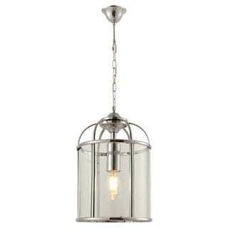 clovelly pendant chrome finish clear curved glass cage