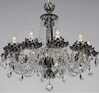 Black Lotos Czech Crystal 10-Light Chandelier