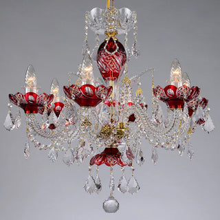 Red Galaxy Czech Crystal 6-Light Chandelier