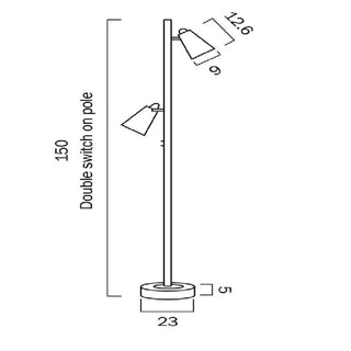Telbix Deny Adjustable Floor Lamp measurements
