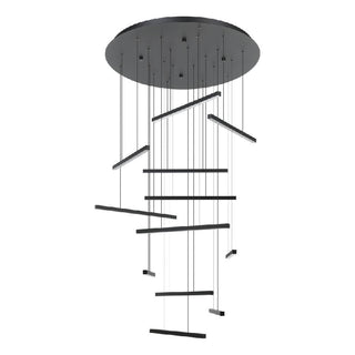Eglo LINDOZA LED multi-light pendant in black with sculptural suspended light bars