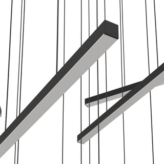 Close-up of Eglo LINDOZA LED pendant rectangular light bars with black finish