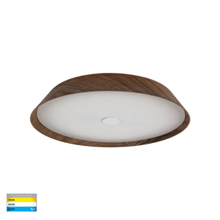 Havit Noyer walnut timber LED oyster ceiling light 510mm with tri colour lighting