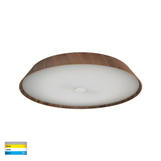 Havit Noyer walnut timber LED oyster ceiling light 610mm with tri colour lighting