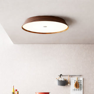 Havit Noyer walnut timber LED oyster ceiling light installed in modern interior