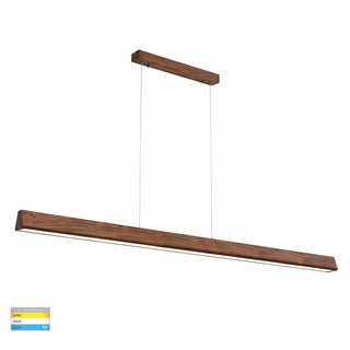 Havit Opex walnut timber LED linear pendant light 1800mm dimensions and adjustable suspension