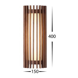 Havit Orech walnut timber LED wall light dimensions showing 400mm height and 150mm width