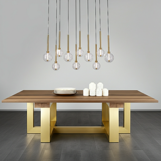 Meteor 10 Light Pendant – Satin Gold / Clear Glass (Bar Base)