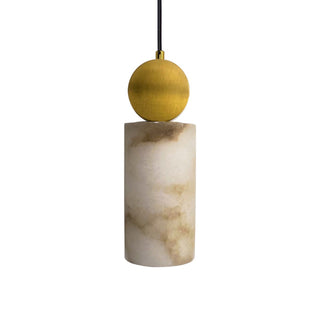 Maru Etruscan White Marble Pendant Light – Black or Satin Brass Canopy