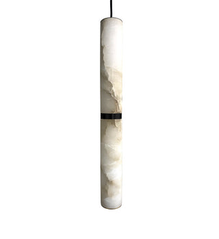 Rome 50cm White Marble Pendant Light – Satin Brass or Black Canopy