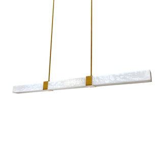 Panish 150cm Square Alabaster Marble Linear LED Pendant – Satin Brass or Black