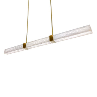 Panish 150cm Square Alabaster Marble Linear LED Pendant – Satin Brass or Black