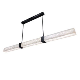 Panish 150cm Square Alabaster Marble Linear LED Pendant – Satin Brass or Black
