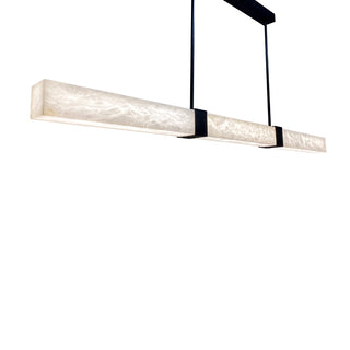Panish 150cm Square Alabaster Marble Linear LED Pendant – Satin Brass or Black
