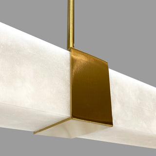 Panish 150cm Square Alabaster Marble Linear LED Pendant – Satin Brass or Black