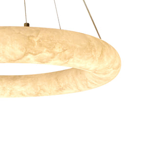 Rome 60cm Round Marble LED Pendant Light – White with Satin Gold