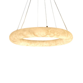 Rome 60cm Round Marble LED Pendant Light – White with Satin Gold