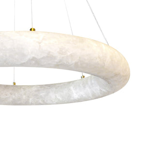Rome 60cm Round Marble LED Pendant Light – White with Satin Gold