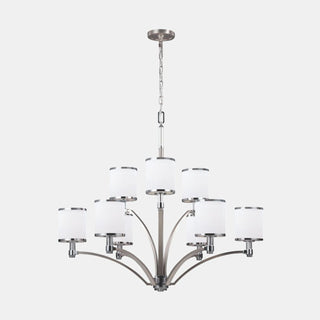 Prospect Park 9 Light Chandelier - Satin Nickel with Chrome