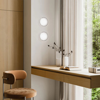 Dome Artisan Wall Light in modern study nook with two wall lights beside timber desk