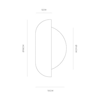 Dome Artisan Wall Light technical dimension drawing showing 18cm diameter and 10cm projection
