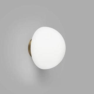Dome Deco Wall Light in Old Brass finish front view with opal glass dome diffuser