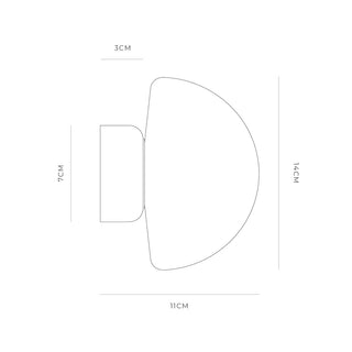 Dome Deco Wall Light technical dimensions drawing showing 140mm diameter and 110mm projection