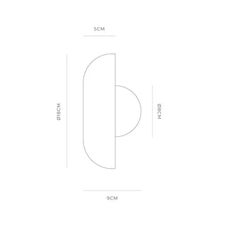 Orb Artisan Wall Light technical dimensions with small 80mm inner glass option