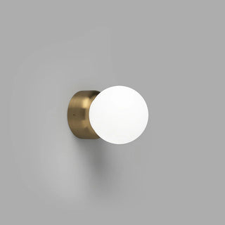 Orb Deco Wall Light Old Brass finish with small 80mm opal glass diffuser