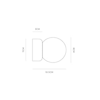 Orb Deco Wall Light technical dimensions for small 80mm version