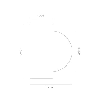 Orb Sur Large Wall Light technical dimensions for 120mm glass version