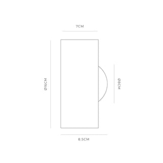 Orb Sur Large Wall Light technical dimensions for 80mm glass version