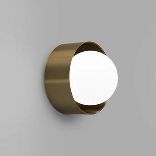 Orb Sur Large Wall Light in Old Brass finish with 120mm opal glass diffuser