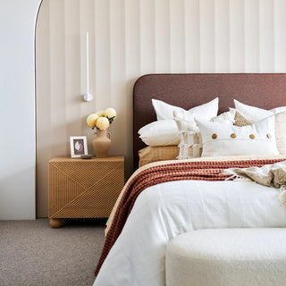 Obia white 60cm linear wall light installed on bedroom wall interior