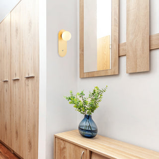 CLA Ovalis Wall Light in gold with opal diffuser and built-in switch