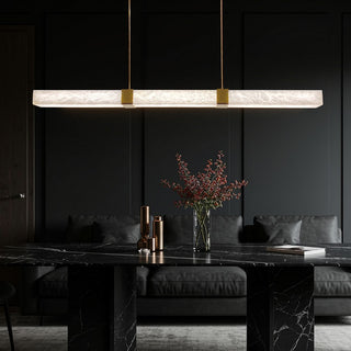 Panish 150cm Square Alabaster Marble Linear LED Pendant – Satin Brass or Black