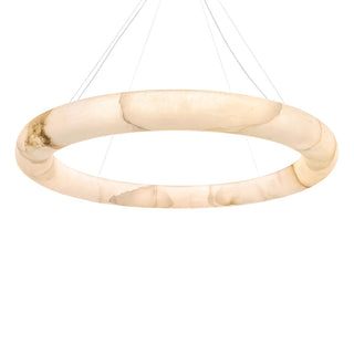 Halo 80cm Round Marble LED Pendant Light – White with Satin Gold